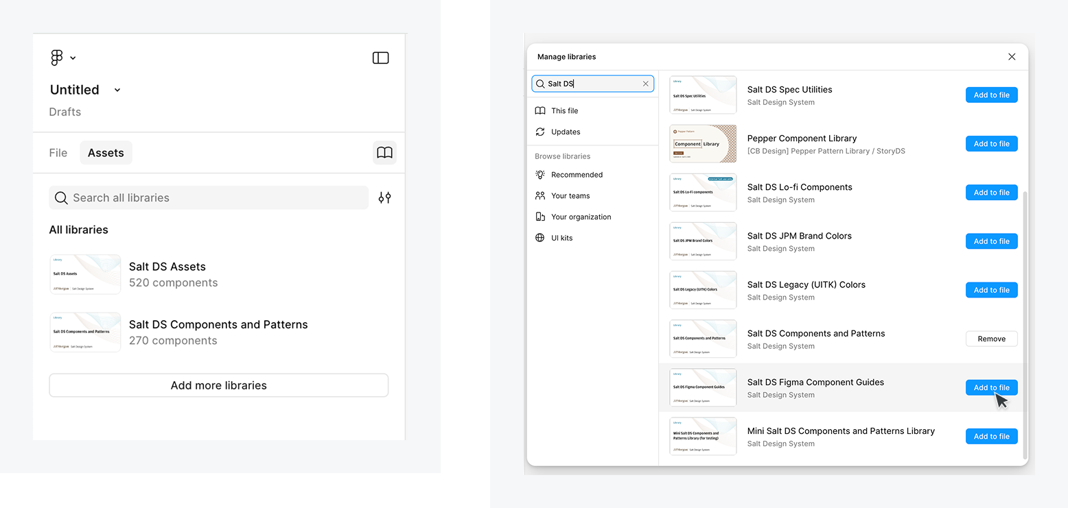 Adding the library in Figma asset panel