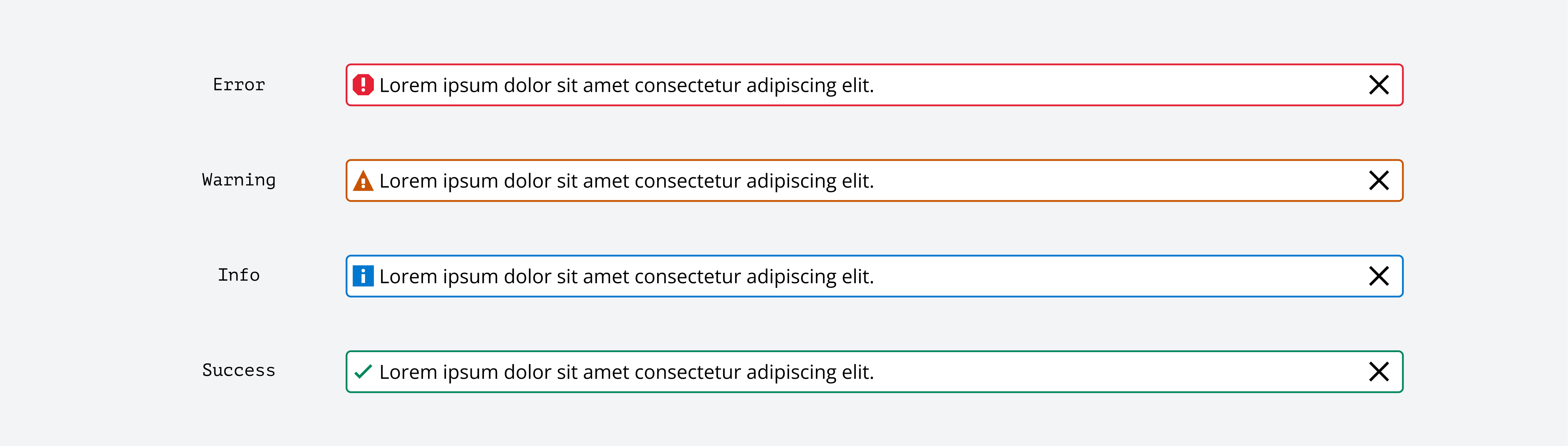Example of Banner in all four statuses side-by-side