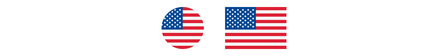 Example of circular country symbols next to rectangular country symbols