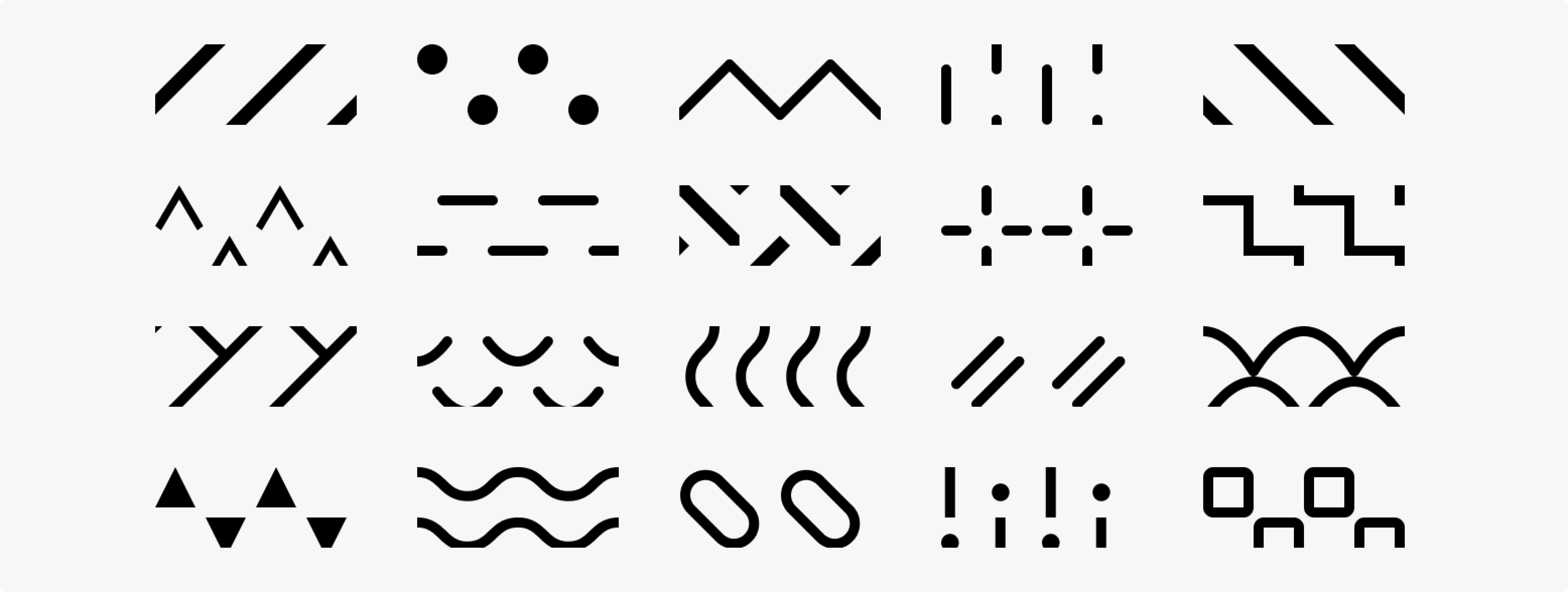 Diagram of the available pattern fills.