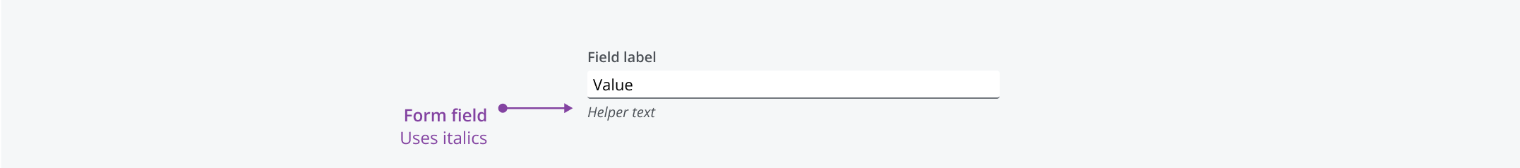 Example of italicized text in Form field