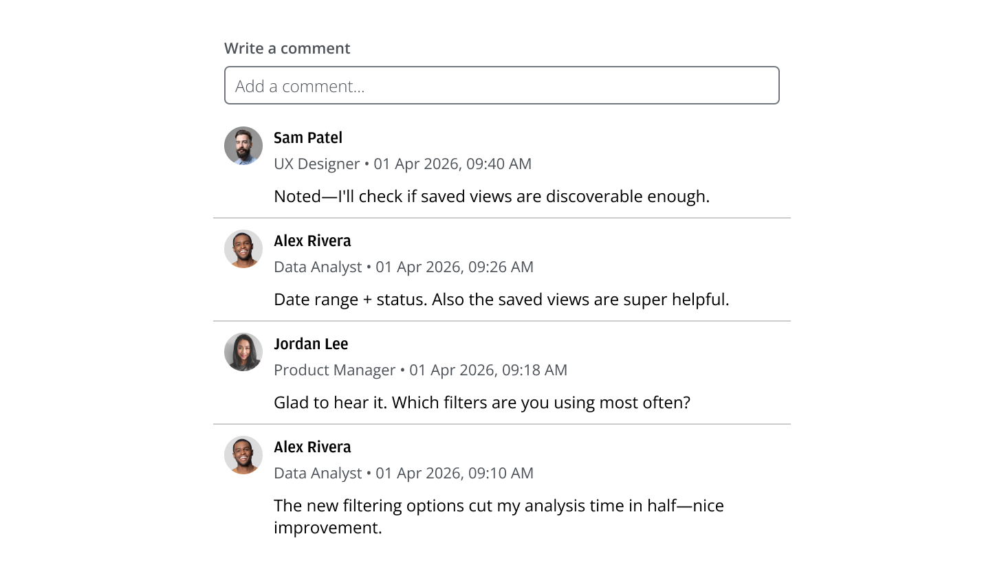 comments with avatars