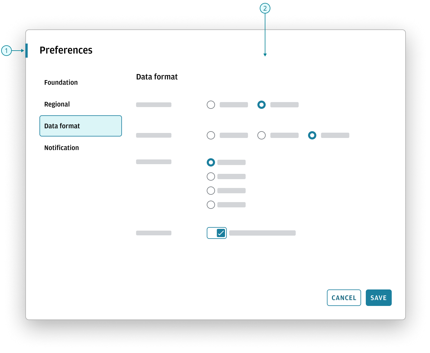 Ongoing customization anatomy in a preferences dialog with familiar controls
