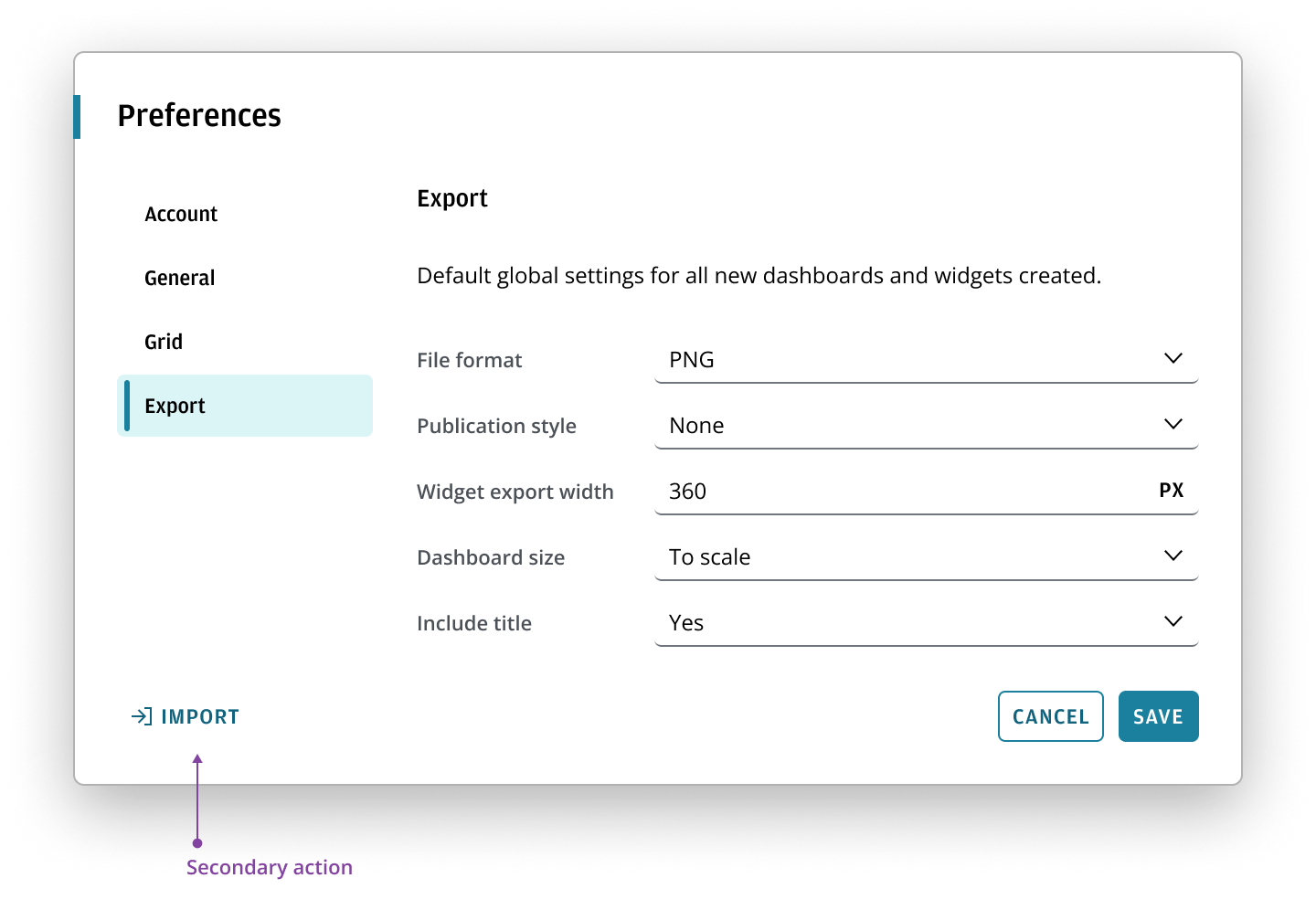 Secondary actions displayed to the left.